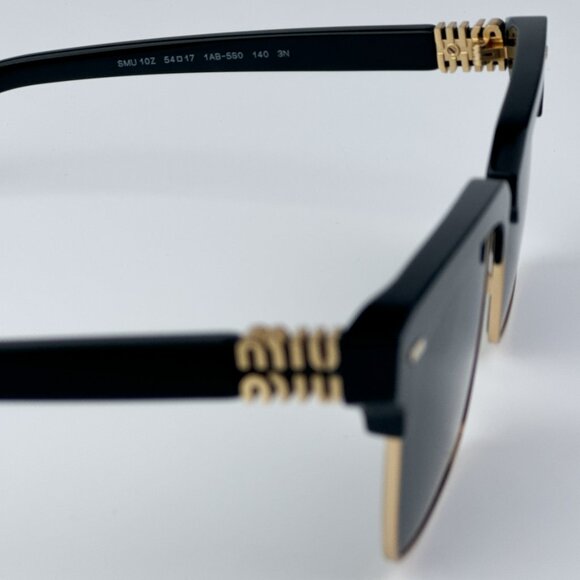 Miu Miu MU10ZS 1AB5S0 BRAND NEW Sunglasses Black Dark Grey Square Unisex main image 7